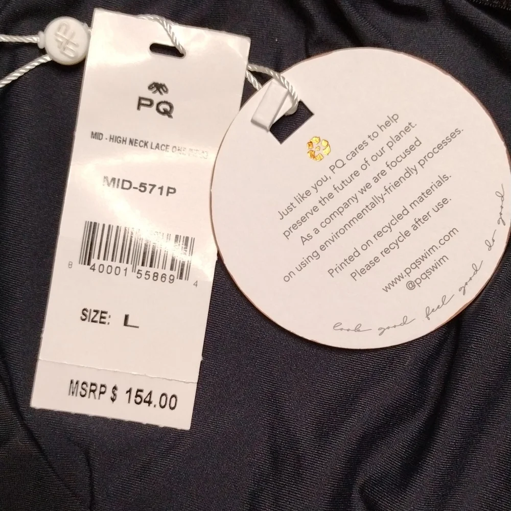 NWT PQ Mid High Neck Lace One Piece Swimsuit - Picture 10 of 15